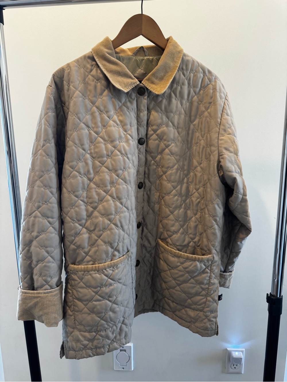 Northern Reflections Vintage Quilted Collar Jacket in Beige